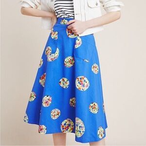 NWT Anthropologie 52 Conversations Colloquial Midi-Skirt A-Line Women’s 14 Blue